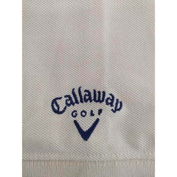 Callaway Golf Sport Polo Shirt Men Size L Beige Excellent Short Sleeve Pique - Picture 5 of 10